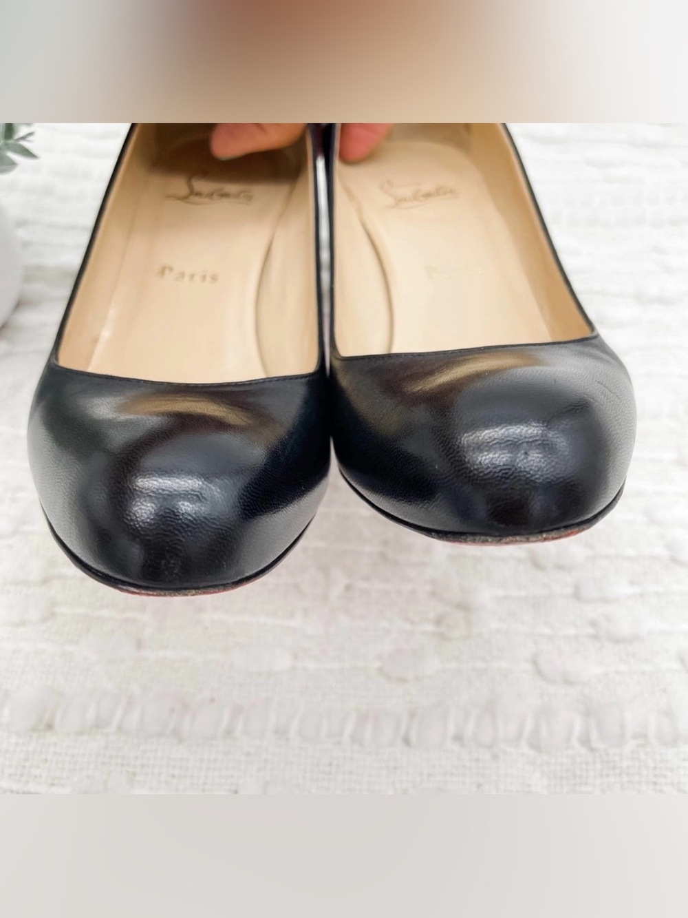 Christian Louboutin Black Leather Pumps with Red Soles - Picture 7 of 16
